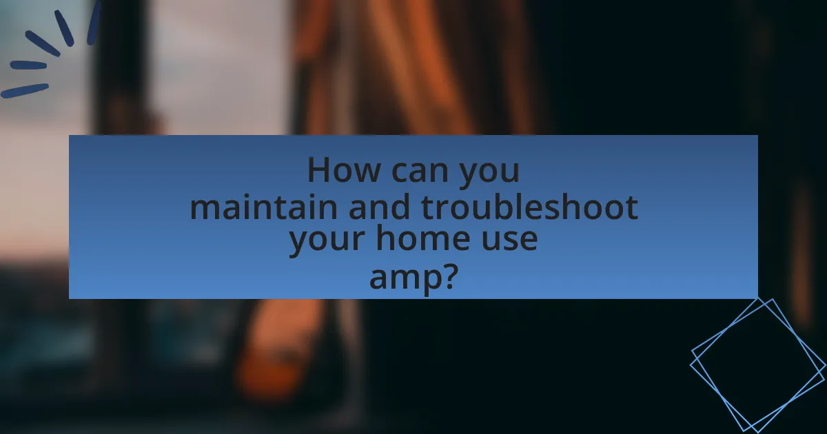 How can you maintain and troubleshoot your home use amp?